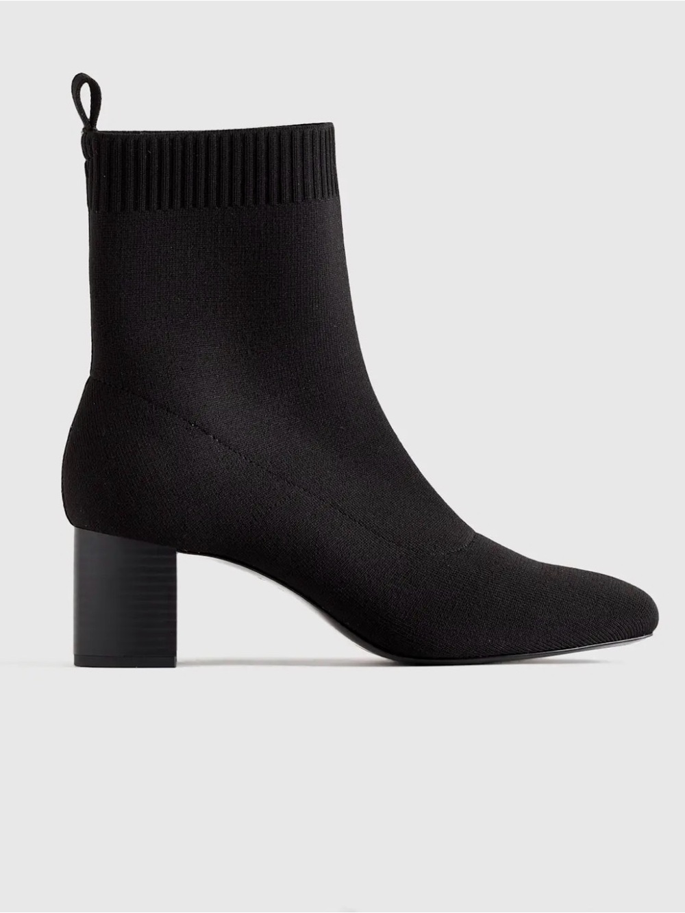 NWT Women’s size 9 Quince Black Eco Knit Ankle Boots with heel